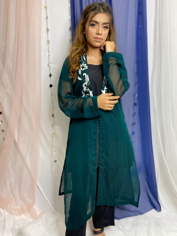 Dark Green Embroidered Jacket