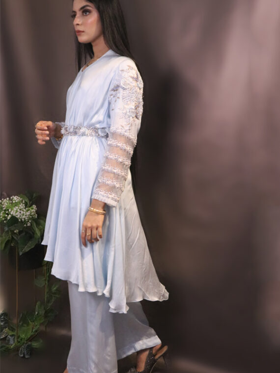 Hand Embellished Powder Blue Outfit